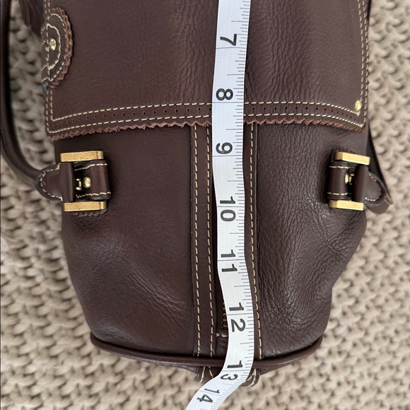 J.Crew Brown Leather Satchel Tassel Handbag Top Handle EUC - Picture 6 of 8